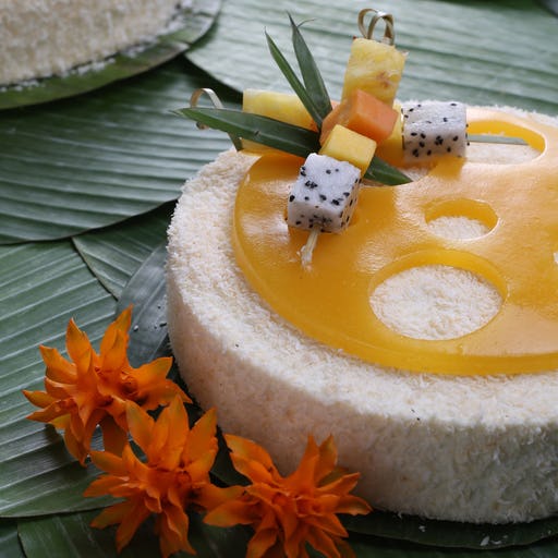 Dawn Delifruit Classic Exotic bevat stukjes mango, ananas en passiefruitpuree. Foto: Dawn Foods