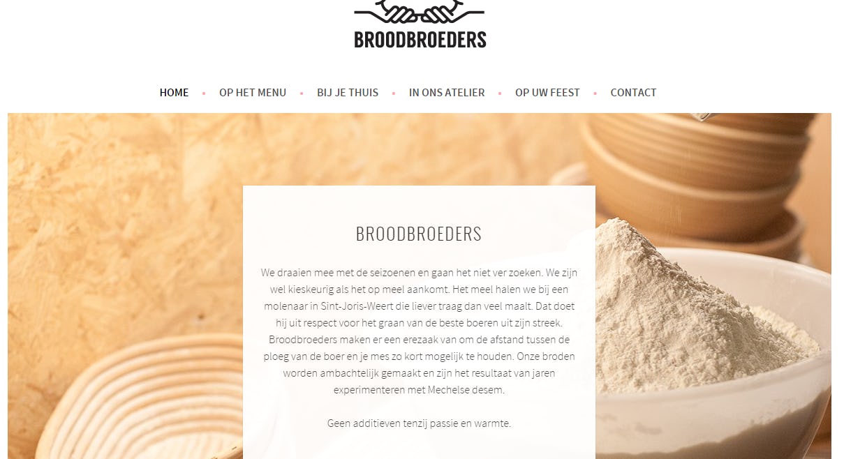 De website en webshop van Broodbroeders in België zijn een voorbeeld van hoe een online-winkel er aantrekkelijk uit kan zien.