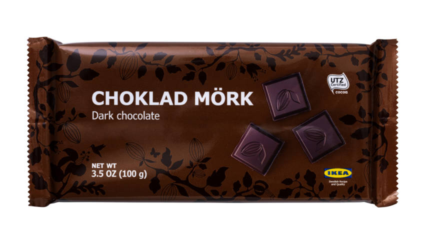 De teruggeroepen chocoladerepen van Ikea.