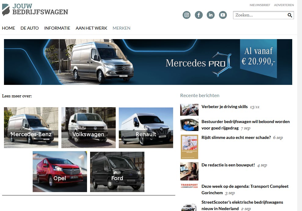 Screenshot van www.jouwbedrijfswagen.nl