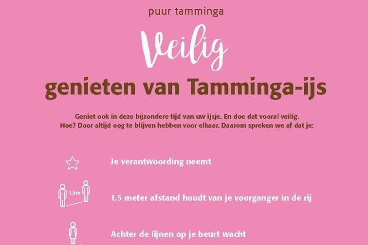 Een deel van de veiligheidsregels bij Tamminga, die nu toch is gestopt met de ijsverkoop.
Beeld: Tamminga