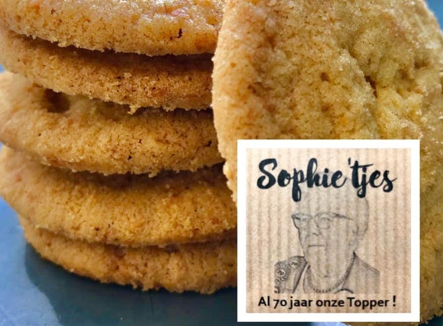 Dirk Haasnoot heeft de lievelingskoekjes van Sophie van Duijn de nieuwe naam Sophie’tjes gegeven. Foto: Facebook
