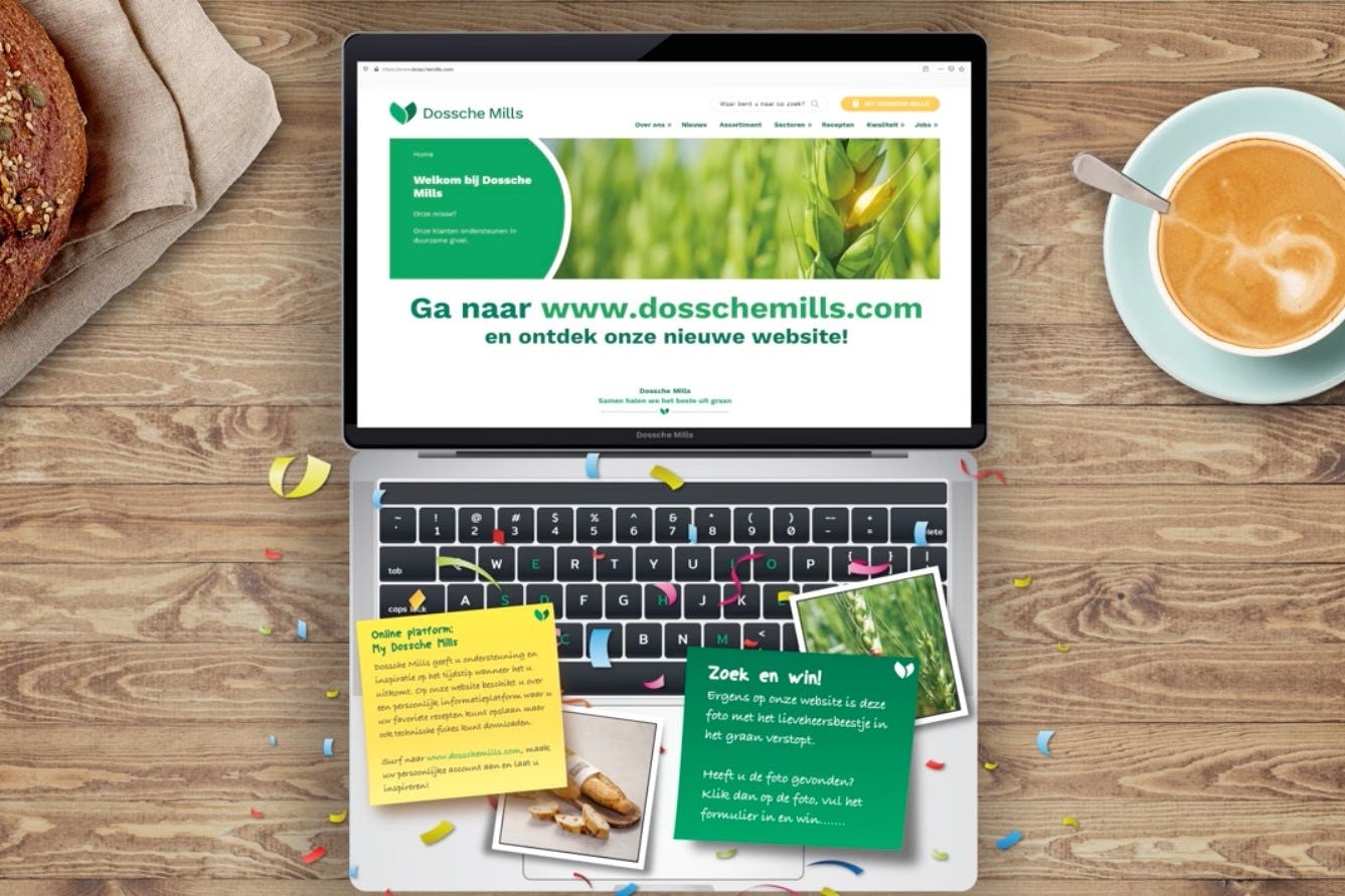 De overzichtelijke en informatieve website van Dossche Mills toont een compleet assortiment en vele inspirerende recepten