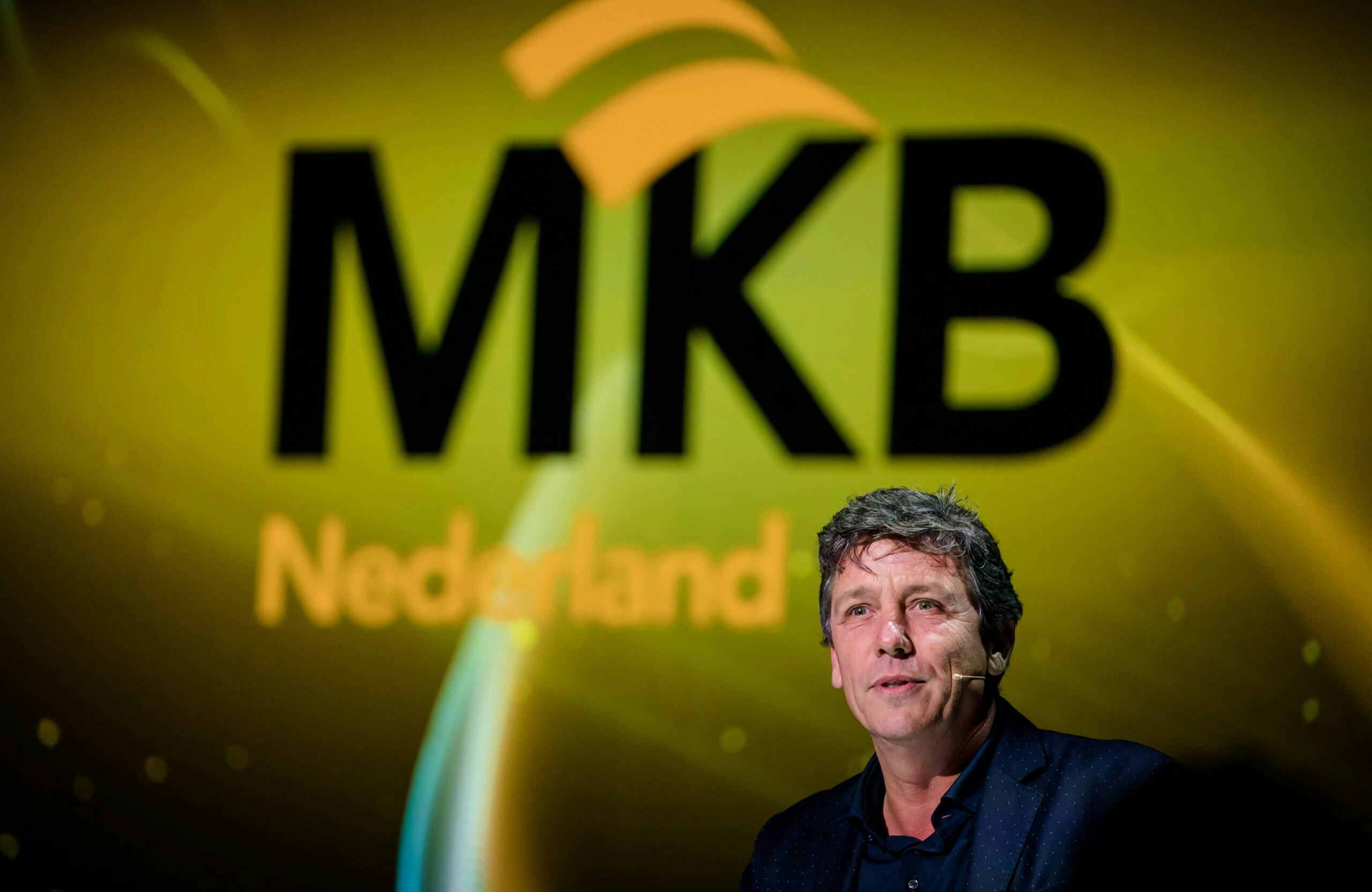 Jacco Vonhof, voorzitter van MKB Nederland  tijdens het jaarcongres van MKB-Nederland in het Haagse Amare. 
Foto: ANP/Bart Maat