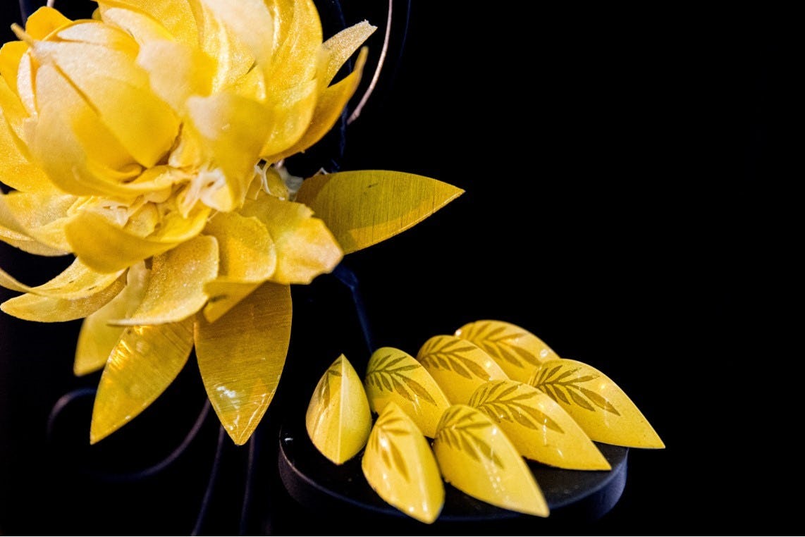 De presentatie van de bonbons zijn ieder jaar weer een lust voor het oog. Hier de winnende bonbon in 2023 van Femke van der Muuren. Foto: archief Bakkerswereld