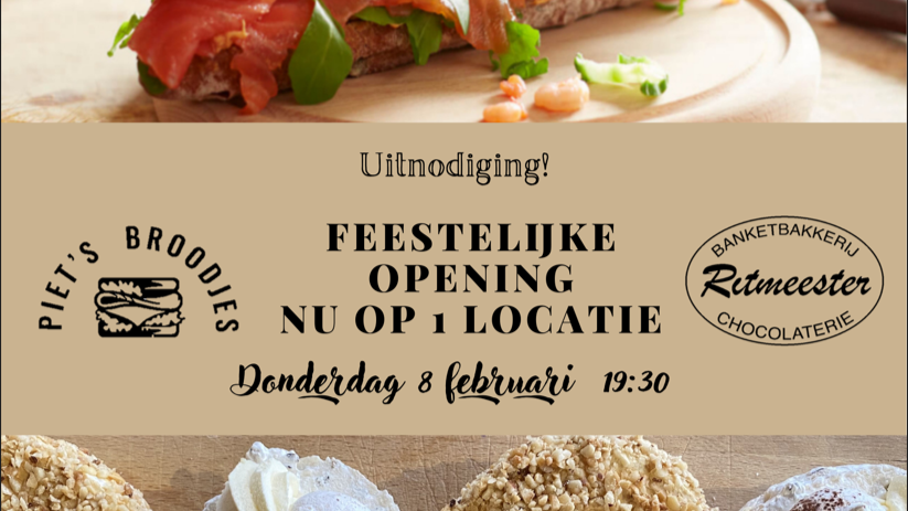 De aankondiging van der heropening voor genodigden. Vrijdag gaat de nieuwe zaak open voor publiek.