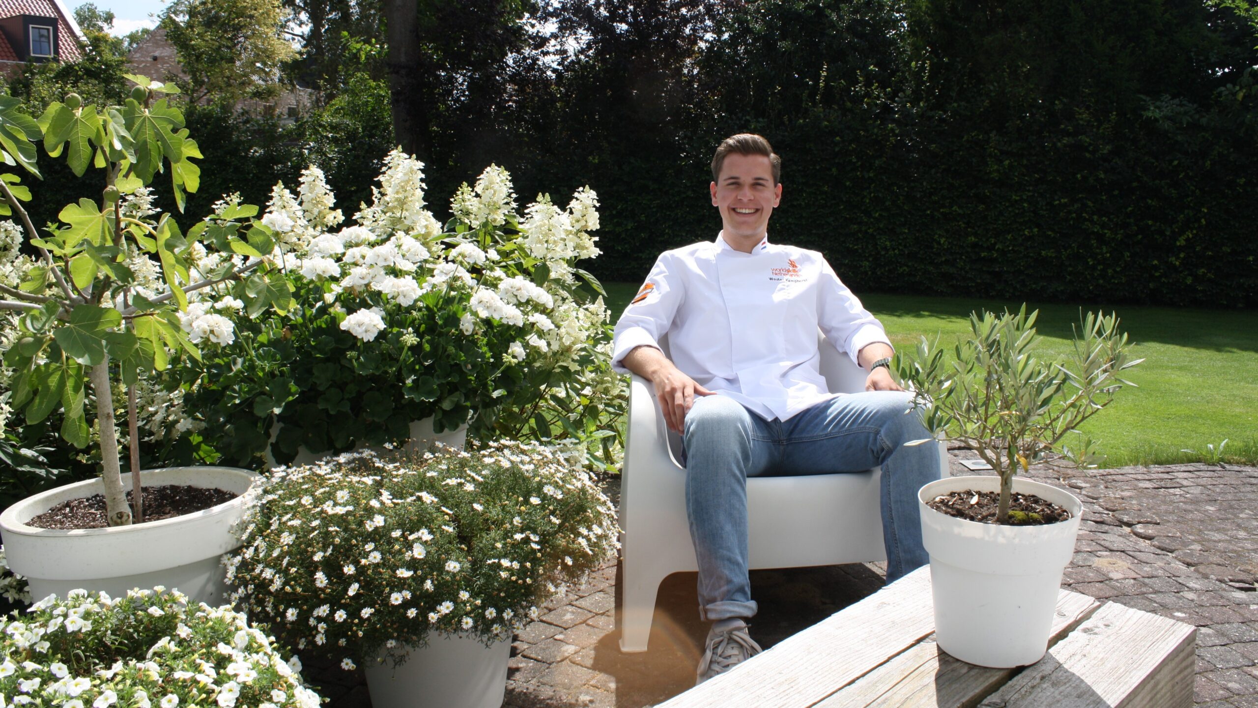 Wouter in zijn gesponsorde wedstrijdbuis van Le Nouveau Chef. 'Er moet balans zijn tussen werk en ontspanning.' Foto's: Anne Mieke Ravenshorst